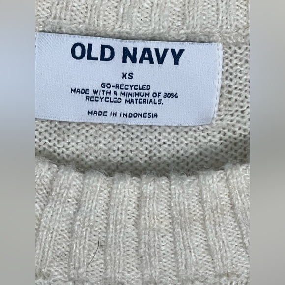 Old Navy Women Sweatshirt Ivory Cream Aztec Fair Isle Knit Pullover Extra Small - Picture 2 of 9